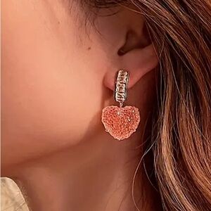 Sugar Candy Crystal heart drop earrings. New.